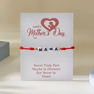 MAMA母亲节红结编织纸卡手链