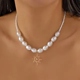 太阳异形珍珠项链