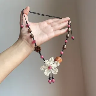 花朵木珠民族风项链