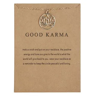 Good karma 纸卡圆形莲花镂空合金项链
