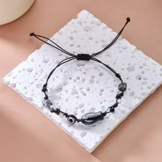 卡通陶瓷鱼眼睛碎石米珠编织手链