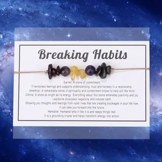 Breaking Habits 串珠石头手链蜡线碎石虎眼石手链