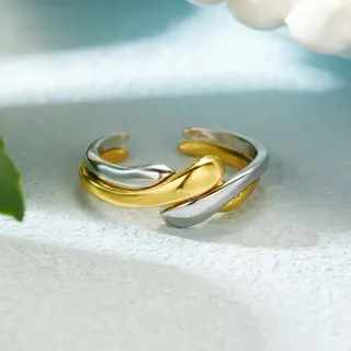 2个叠装扭曲  开口可调节戒指
