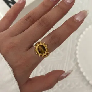 虎眼石美拉德不锈钢戒指