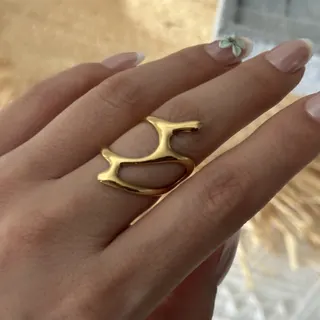 不锈钢复古爱心链条开口戒指