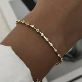 简约微镶锆石椭圆排锆细手链
