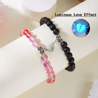 彩色夜光爱心皇冠磁吸手串手链