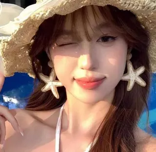 海盐星星夸张个性耳夹 蓝色海星无耳洞耳饰 蓝金电镀度假风大耳环 约6*7.5cm 1对