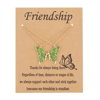 Friendship蝴蝶两件套纸卡项链闺蜜毕业纪念项链