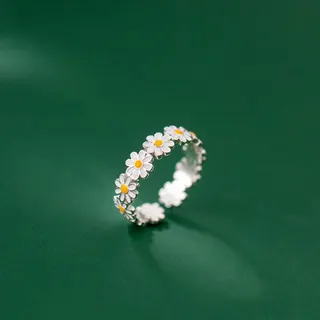 雏菊花朵滴油开口指环戒指