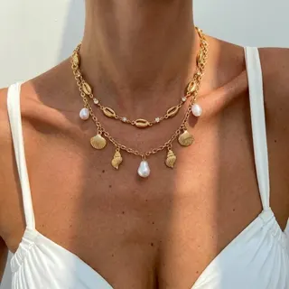 夏季海星海螺珍珠项链