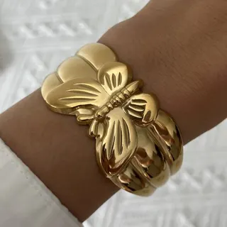 不锈钢立体花朵开口手镯