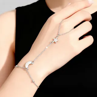 月亮五角星手指链手链