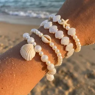 夏季海星贝壳珍珠手链套装